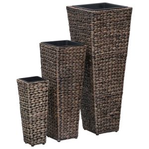 vidaXL conjunto de arriates 3 piezas jacinto de agua marrón oscuro