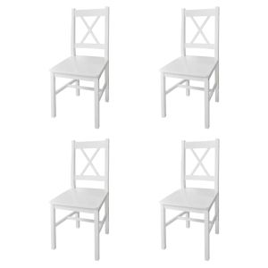 Sillas de comedor 4 unidades madera de pino blanco qweo7510