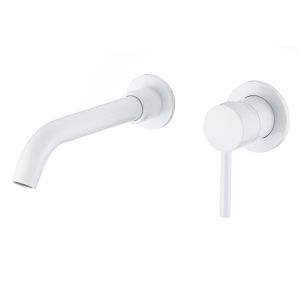 Valaz grifo lavabo empotrado redondo monomando de 21cm blanco