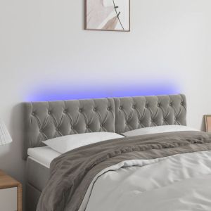 Cabecero con LED de terciopelo gris claro 144x7x78/88 cm eso8383
