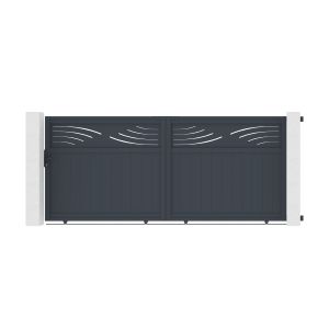 Pack puerta corredera halti 4m a.160cm + 2 postes a.190cm gris