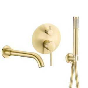 Valaz grifo de bañera monomando dorado cepillado con caño de 21cm
