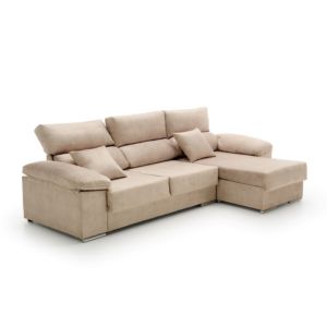 Sofa chaise longue reclinable beatrice beige derecha