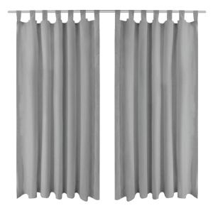vidaXL cortinas de micro-raso con bucles 2 unidades 140x225 cm gris