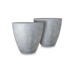 Keter set 2x macetero polyal betón redondo 40 cm y 30l - gris