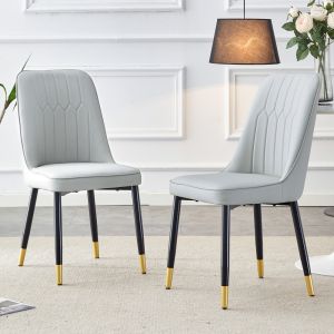 Conjunto de sillas de comedor pu gris claro set de 2 con patas negras