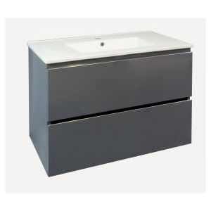 Mueble de baño colgante trendy - 80cm - 2 cajones - gris - plan blan