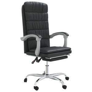 Silla de oficina de piel sintética negra con asiento