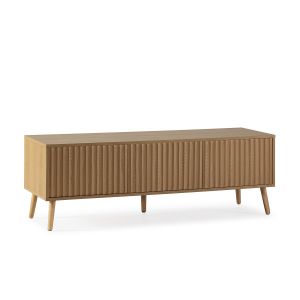 Mueble tv lluvia 3 puertas color roble, 130 cm largo