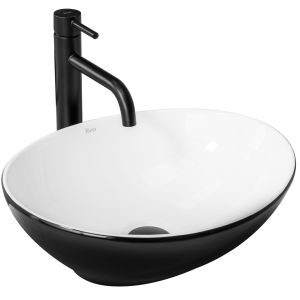 Rea lavabo sobre encimera sofia black white oval, 41x34,5x15 cm