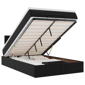 vidaXL estructura cama otomana colchón cuero sintético negro 120x190cm