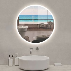 Espejo redondo de baño LED 60cm + antivaho + brillo ajustable