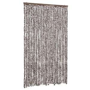 vidaXL cortina antimoscas chenilla marrón y blanco 118x220 cm