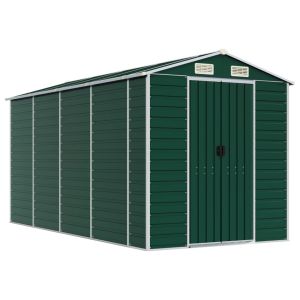 vidaXL cobertizo de jardín acero galvanizado verde 191x385x198 cm