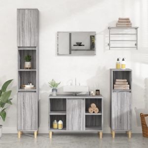 Set de muebles de baño 3 pzas madera contrachapada gris sonoma