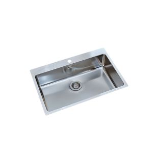 Fregadero de cocina de 1 cubeta, acero inoxidable satinado.