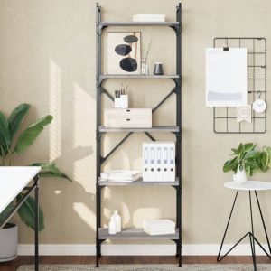 Librería de 5 estantes madera gris sonoma 56x31,5x174 cm