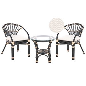 Conjunto de balcón con cojines pecorini ratán negro