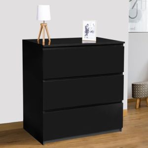 Cómoda negra de madera de 3 cajones 77,5x40x80 cm