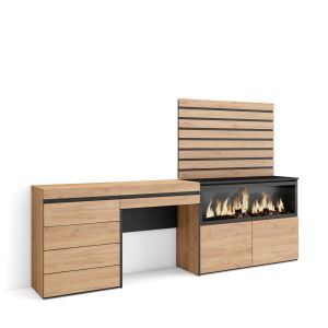 Tocador, chimenea eléctrica, cómoda, cajonera, listones decorativos rf3473