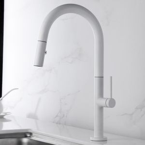 Imex - grifo monomando de cocina extraíble blanco serie samoa