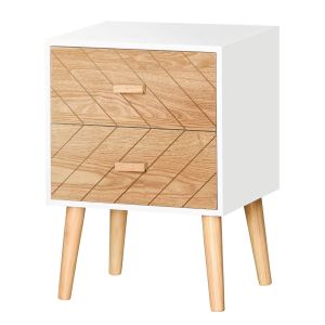 Mesita de noche 40x30x55,5cm mdf y madera maciza bicolor Homcom