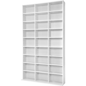 Tectake estantería para cds 27 estantes, 1080 cds capacidad, blanco