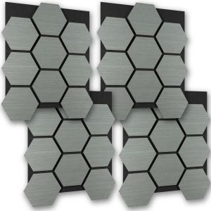 Tectake 4 paneles de pared, mdf absorbente, 76x62x1,8 cm, roble gris claro