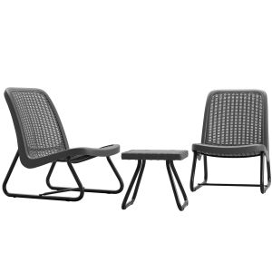 Tectake conjunto de muebles de jardín para 2 personas, gris