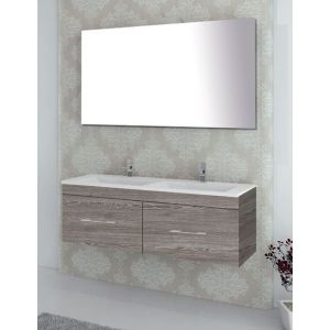 Mueble de Baño FLORENCIA  incluye lavabo dos senos y espejo 120x45Cm Roble Smoky