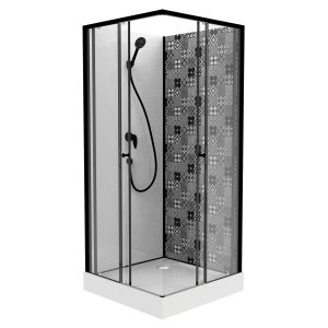 Ondee - cabina de ducha cemento - 90x90 cm - negro - se entrega en kit
