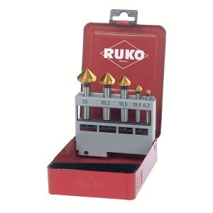 Ruko-102154e-juego de 5 avellanadores cónicos din 335 forma c hss-co 5 90°
