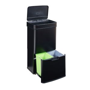 Cubo de basura automático venna con cajón 72 l acero negro  [en.casa]