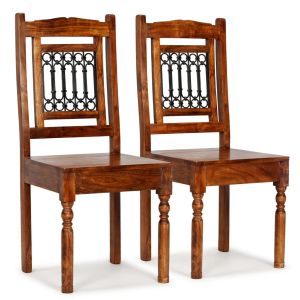 Sillas de comedor 2 uds madera maciza color miel clásico qweo9510