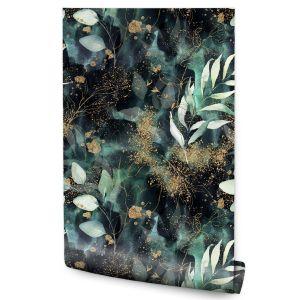 Papel Pintado Para Sala De Estar Naturaleza Hojas Acuarela 53cm x 10m