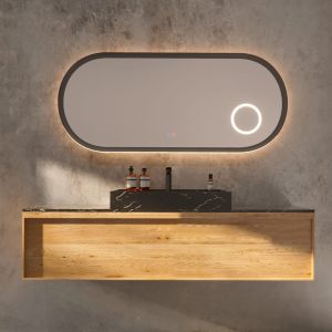 LEDimex-espejo LED elíptico retroiluminado rimini 140x70 gris cobalto-3/LED