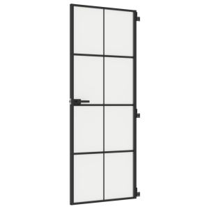 vidaXL puerta interior delgada negra vidrio y aluminio 76x201,5 cm