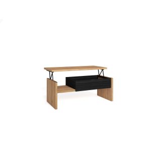 Mesa de centro elevable, 110x50x45cm, roble y negro