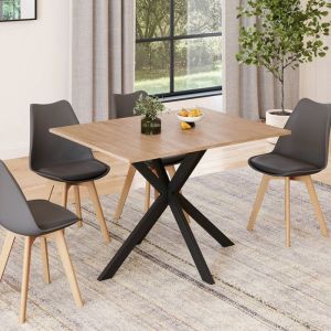 Mesa de comedor industrial de madera negra - 110 cm