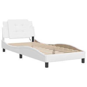 vidaXL estructura de cama con LED sin colchón zadar blanco 90x200 cm