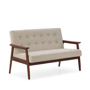 Sofa 138x75x85 madera de haya nogal, tela beige san remo