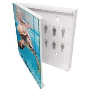 Caja guarda llaves 30x30x5 mundo submarino, apertura izquierda blanca
