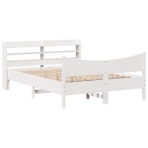 vidaXL estructura de cama con cabecero madera pino blanco 135x190 cm