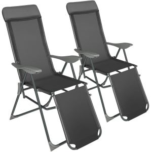 Set 2 sillas, plegables de aluminio y ajustable, antracita