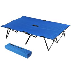 Cama de camping metal, tela oxford color azul 193x125x40 cm outsunny