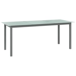 vidaXL mesa de jardín de aluminio y vidrio gris claro 190x90x74 cm