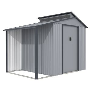 Caseta de metal con pergola "madras" - 5.64 m² - gris, caseta de metal con