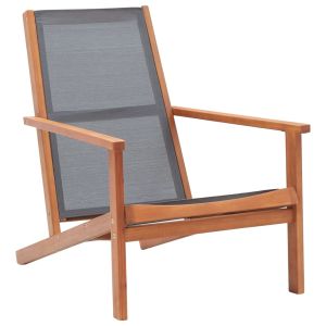 vidaXL silla de jardín de madera maciza de eucalipto y textilene gris
