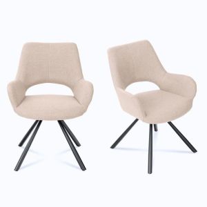 Meubles cosy - pack 2 sillas comedor con reposabrazos en tela marrón