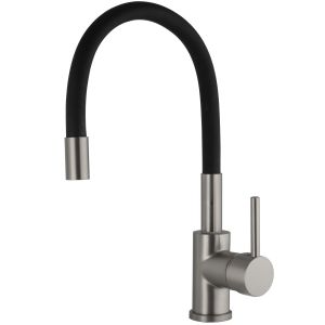 Valaz grifo de cocina con caño flexible monomando gun metal